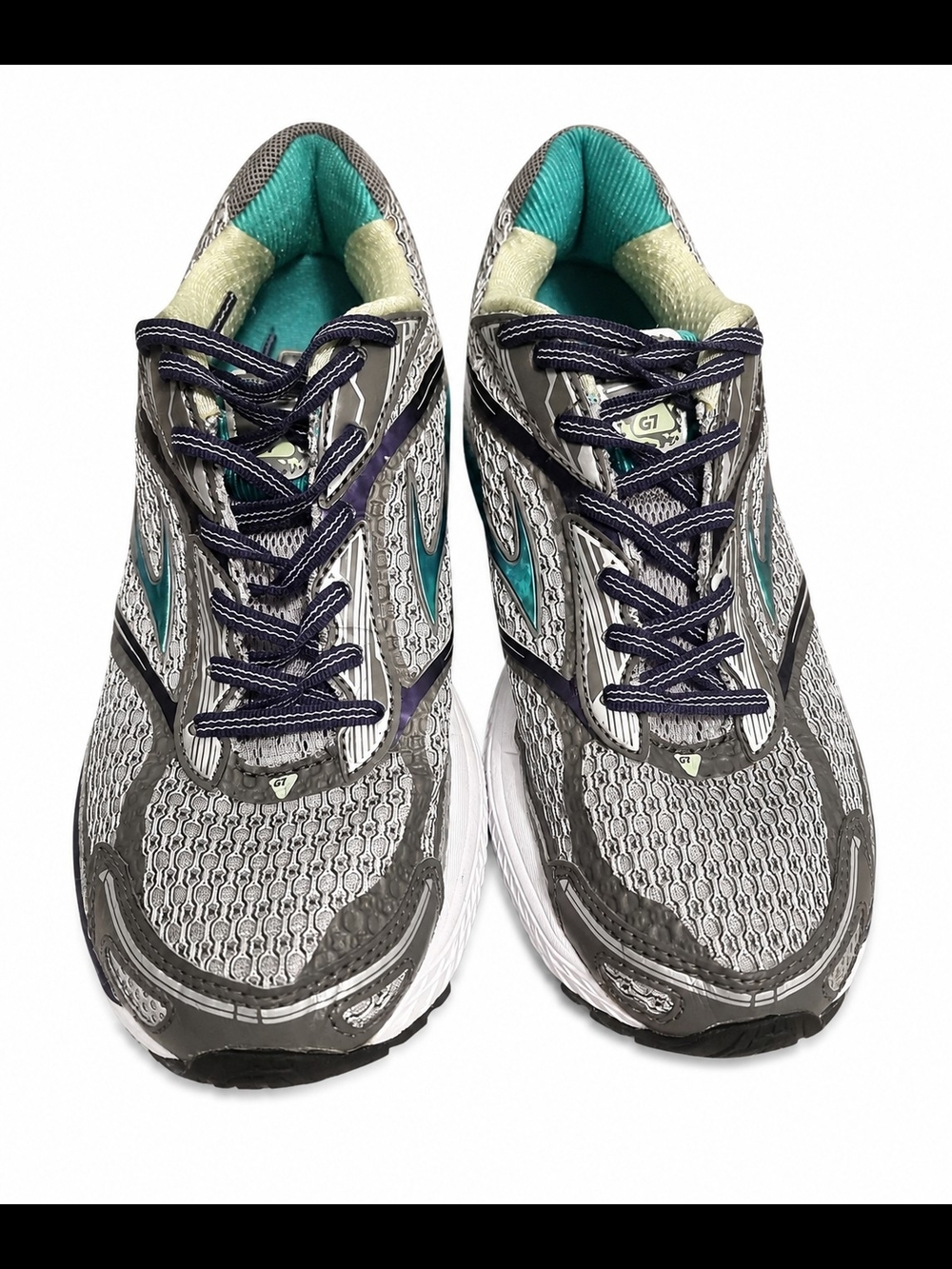 Brooks Gray Running Shoes with Teal and Navy Accents
